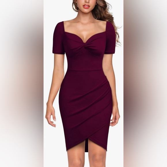Knitee Dresses & Skirts - 106. XL NWT Knitee Hot Women's Vintage 1950s Sweetheart Ruched Burgundy